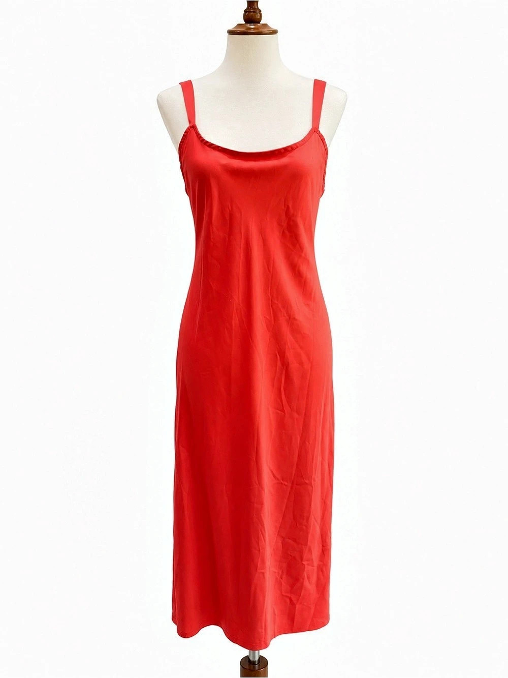 Cruz Natori Orange Open Back Midi Dress Size Small night gown Satin